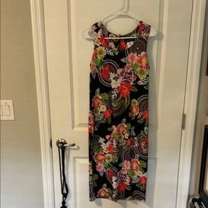 Travel Elements Floral Sleeveless Dress - Black and Multicolor Size Small